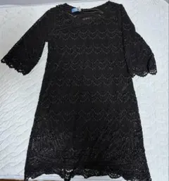 【美品】総レースワンピース 膝丈 パーティドレス レースチュニック L〜LL
