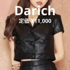 Darich ダーリッチ ブラック 合成皮革 ハーフスリーブレザージャケット 黒