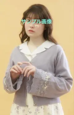 新品未使用　axesfemme 巻きバラフレア袖ニットカーディガン　カーディガン