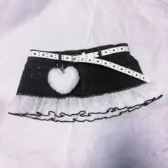 平成ギャル　Y2K フリル付きブラックミニスカート