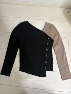 リリーブラウン　バイカラーニット