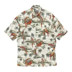 USA 古着 ヴァンヒューゼン レーヨン アロハシャツ ハワイアンシャツ オウム