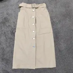 GUベージュ タイトスカート ウエストベルト付き