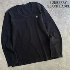 BURBERRY BLACK LABEL チェック柄 Ｖネック 長袖 Tシャツ