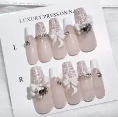 ネイルチップ ツイード スナ系 フレンチガーリー 冬