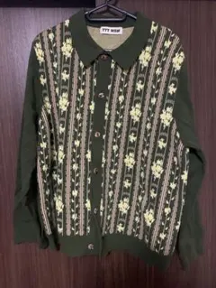 TTT_MSW フラワージャガードニットカーディガン 22SS