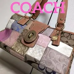ee28 Coach パッチワーク ハンドバッグ シグネチャー