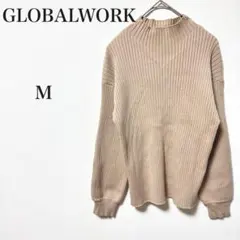 グローバルワーク　タートルネックリブニットセーター　M シンプル　無地