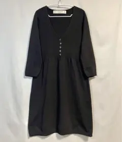 ザラ　zara ワンピース　ニット　ボタン　フレア　Ｖネック　七分袖　黒　S