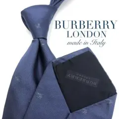 【美品】BURBERRY LONDON ネクタイ ホースロゴ ソリッド ネイビー