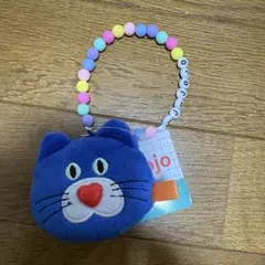 mojojojo ビーズチェーン付きフェイスマスコット　青猫