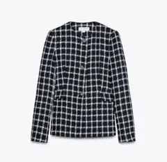 ZARA ツイード　ノーカラージャケット