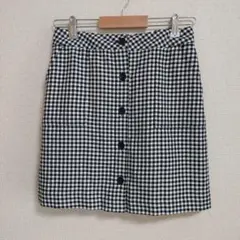 LOWRYS FARM　チェック ボタンダウン　タイト ミニスカート　L