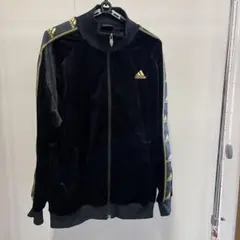 adidas ベロア ジャージ ブラック ゴールド