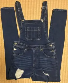 ダメージ加工 デニム サロペット Mサイズ スキニー オーバーオール