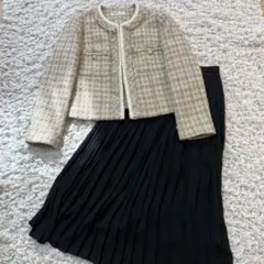 ツイードジャケットS プリーツスカートMセットアップ 卒業　入学　卒園　入園