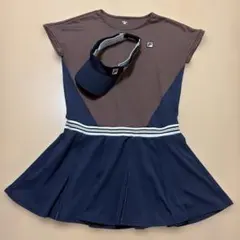美品】FILA テニスウェア ワンピース サンバイザー セット レディースL
