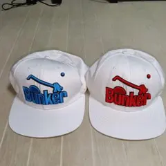 Bunker ゴルフキャップ 2個セット ホワイト レッド＆ブルー