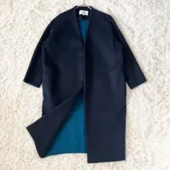 エンフォルド ウールリバーノーカラーコート 36 S相当 ダークネイビー ブルー