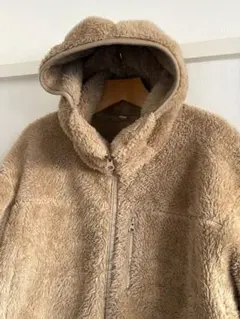 ユニクロ 防風ファーリーフリースフルジップパーカーL メンズ 極暖フリース長袖