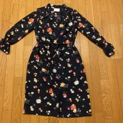 STUDIOUS 花柄ワンピース ネイビー 七分袖のサムネイル