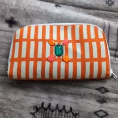 オレンジストライプ長財布