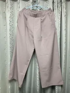 ライトグレー　サンドベージュ　ワイドパンツ Lサイズ