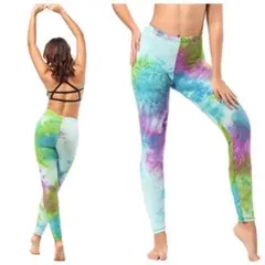 【しっとり柔らかバターソフト】ヨガパンツ　　レギンス　タイダイ柄