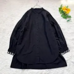 COEL＊バンドカラー　レース　バルーンスリーブブラウス　ブラックのサムネイル