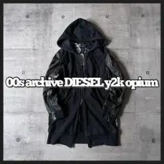 y2k opium DIESEL leather sweat hoodie