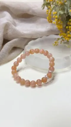 オレンジムーンストーン　水晶　パワー*ストーン ブレスレット