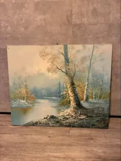 中古】M▽ガブリエル・デシャン 油彩 絵画 額縁 調教場の馬 (40294