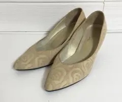 ★No34637 YSL イヴサンローラン レザー ヌバック パンプス