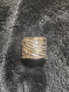 ゴールドシルバーウェーブ幅広リング