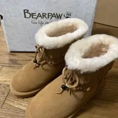 BEARPAW ブラウン フリンジ ムートンブーツ