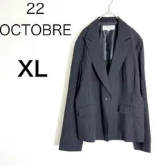 22 OCTOBRE テーラードジャケットストライプ　ブラック50XL1つボタンのサムネイル