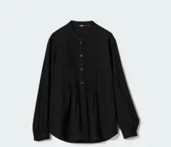 ユニクロ　レーヨンピンタックブラウス（長袖）　XL 黒