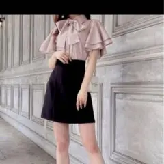 ❤*！様 ボウタイ付きダブルフリルスリーブブラウス[pp074] ピンク