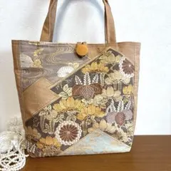 No.22 帯リメイク　豪華刺繍和風トートバッグ　一点物