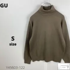 美品 GU ジーユー スムースニットタートルネックセーター シンプル 万能 茶