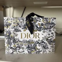 《美品》Dior 花柄 ショップ袋 紺リボン