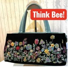シンクビー Think Bee! トートバッグ 花柄 刺繍 スパンコール