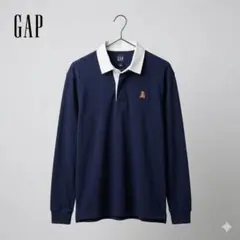 GAP ラガーシャツ テディベア刺繍 ネイビー S ベトナム製 古着のサムネイル