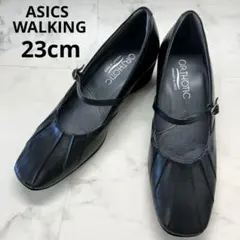 【ASICS WALKING】23cm ストラップ　パンプス　黒　ブラックのサムネイル