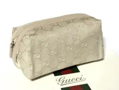 未使用 美品☆ GUCCI グッチ ☆コンパクト ポーチ アイボリー キャンバス