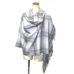 大幅値下70㎝×200超大判 100% カシミヤストールマフラー 新品白グレー