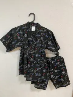 甚平 上下セット 130サイズ 黒地 龍柄