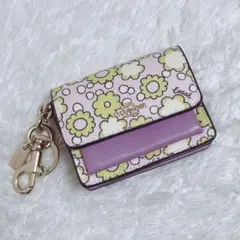 未使用級☆コーチ 小銭入れ 小物ケース チャーム キーリング 花柄 C2577
