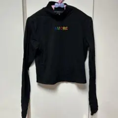 FOREVER 21 ブラック AMORE 刺繍 長袖 Tシャツ Mのサムネイル