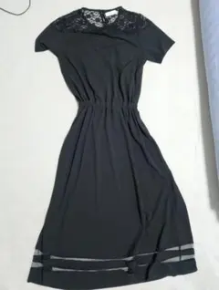 CECIL McBEE ブラック半袖ロングワンピース Mサイズ